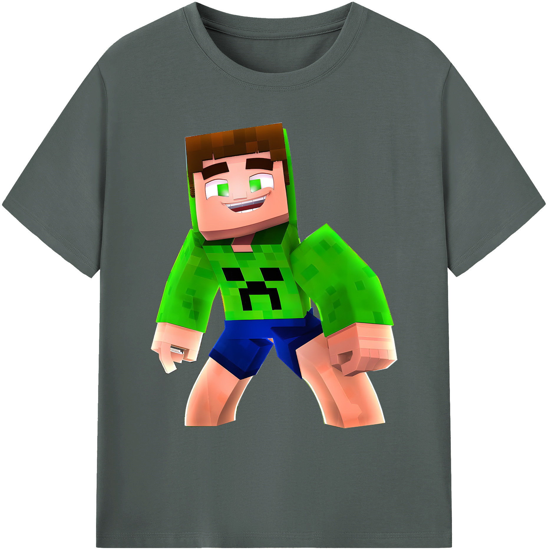（画像用） マインクラフト ブロックの世界 Minecraft MC Block world 綿100％ メンズ半袖Tシャツ｜肌触りやわらか＆通気性